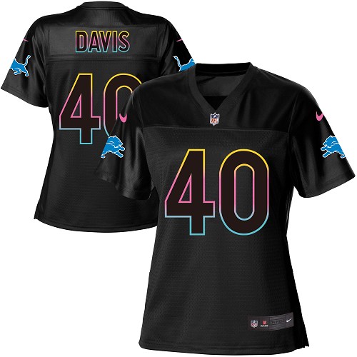 Nike Lions #40 Jarrad Davis Black Women's NFL Fashion Game Jersey - Click Image to Close